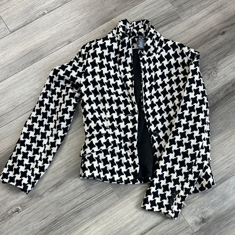 George Black and White Houndstooth Blazer
